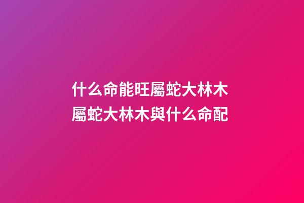 什么命能旺屬蛇大林木 屬蛇大林木與什么命配
